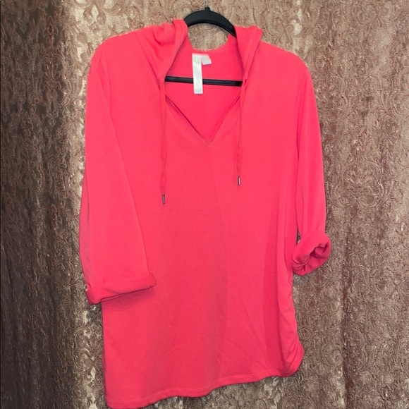GREEN TEA Tops - GREEN TEA Vibrant Pink Hoodie Top.  Size XL